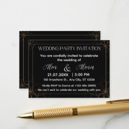 Convite de Casamento Preto Dourado