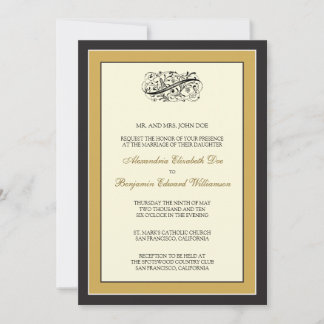 Convite de casamento preto/Dourado 5 horas por dia