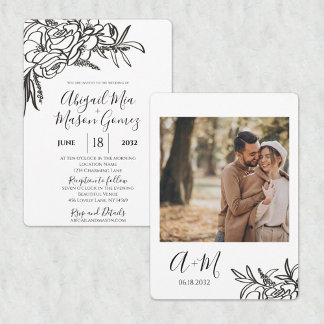 Convite de Casamento Preto e Branco