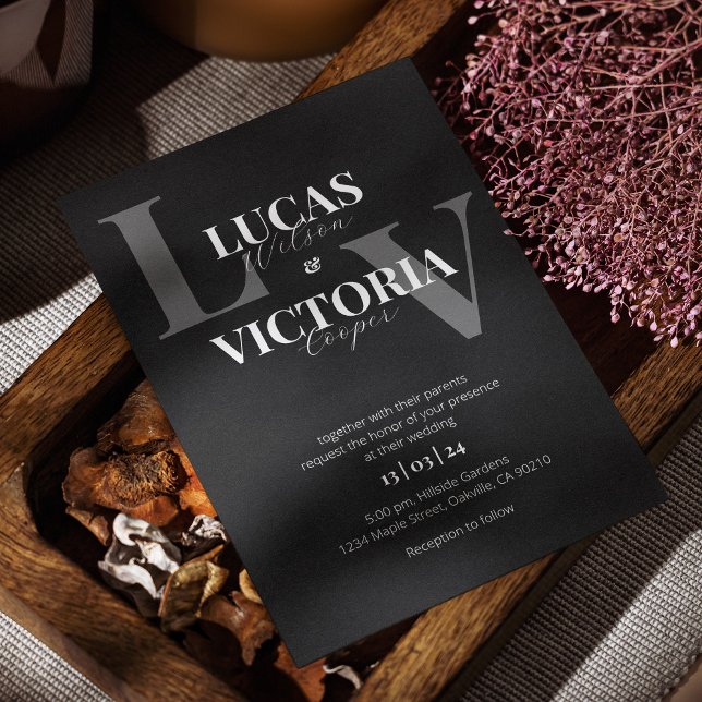 Convite de casamento preto e branco (Criador carregado)