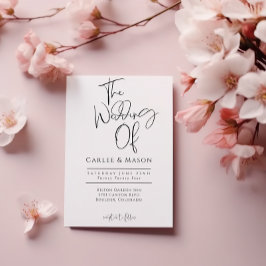 Convite de Casamento Preto e Branco Clássico Elega