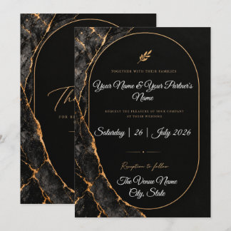 Convite de Casamento Preto e Branco com Detalhes e