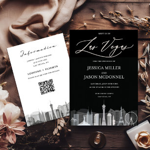 Convite de Casamento Preto e Branco de Las Vegas