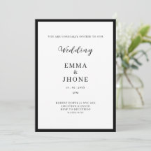 Convite de casamento preto e branco editorial mode