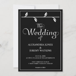 Convite de casamento preto e branco elegante
