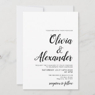 Convite de Casamento preto e branco Elegante