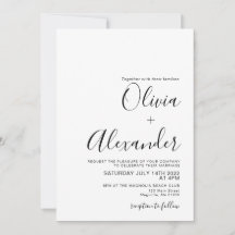 Convite de Casamento preto e branco Elegante