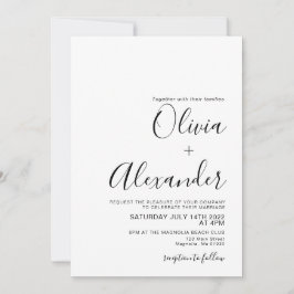 Convite de Casamento preto e branco Elegante