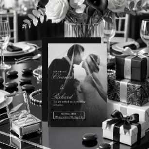 Convite de Casamento Preto e Branco Elegante