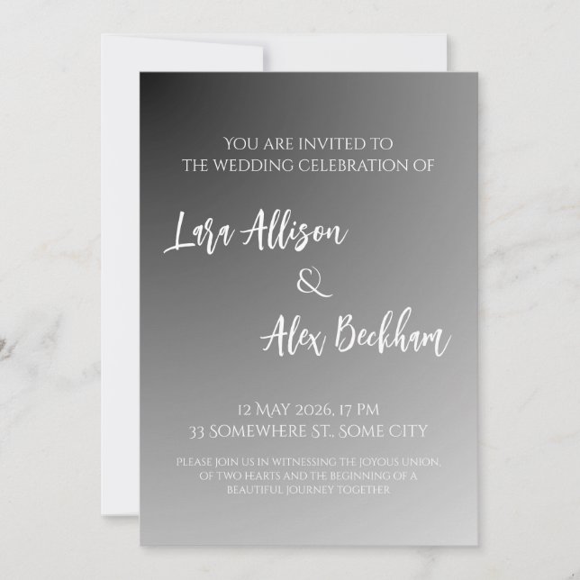 Convite de Casamento Preto e Branco Elegante 2.0 (Frente)