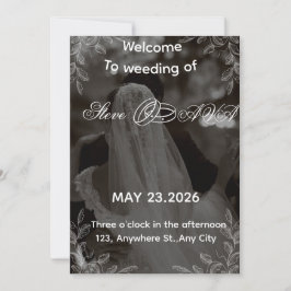 Convite de Casamento Preto e Branco Elegante | Cla