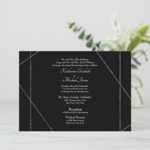 Convite de Casamento Preto e Branco Elegante e Bon
