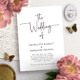 Convite de Casamento Preto e Branco em Script