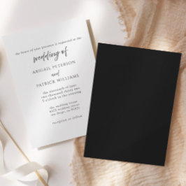Convite de Casamento Preto e Branco Formal Elegant