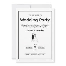 Convite de Casamento Preto e Branco Minimalista