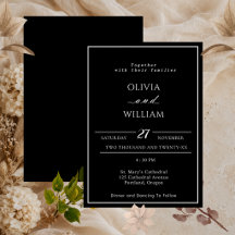Convite de Casamento Preto e Branco Minimalista