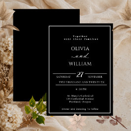 Convite de Casamento Preto e Branco Minimalista