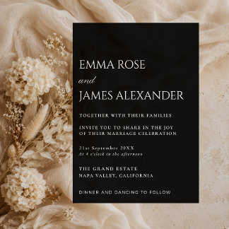 Convite de Casamento Preto e Branco | Minimalista