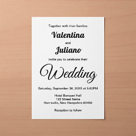 Convite de Casamento Preto e Branco Minimalista