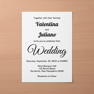 Convite de Casamento Preto e Branco Minimalista