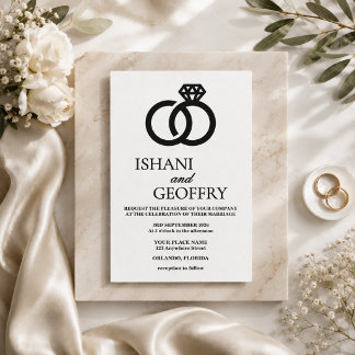 Convite de Casamento Preto e Branco Minimalista CU