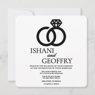 Convite de Casamento Preto e Branco Minimalista El