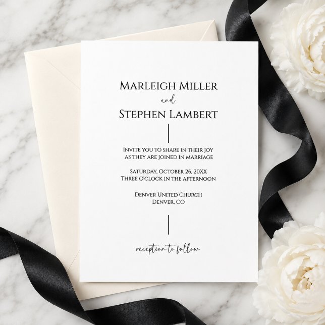 Convite de Casamento Preto e Branco Moderno (Criador carregado)