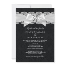 Convite de casamento preto e branco para Damasco e