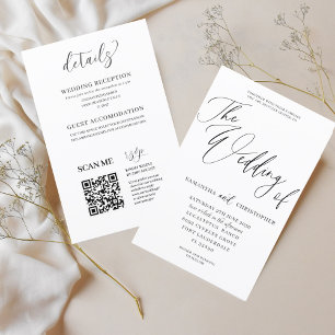 Convite de Casamento Preto e Branco Simples e Comp