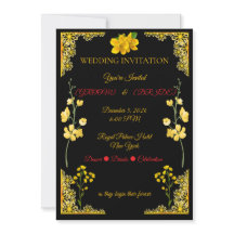 Convite de Casamento Preto e Dourado