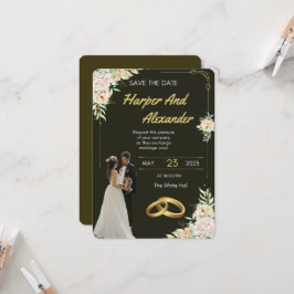 Convite de Casamento Preto e Dourado de Luxo