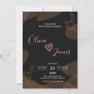 Convite de Casamento Preto e Dourado Luxuoso Moder