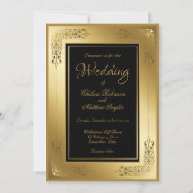 Convite de Casamento Preto Elegante com Quadro Dou