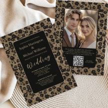 Convite de Casamento Preto Floral Moderno Elegante