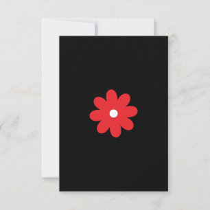 Convite de Casamento Preto Floral Vermelho Mínimo