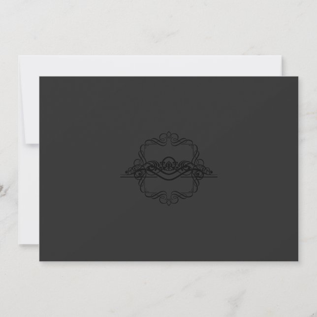 Convite de Casamento Preto Gótico de Luxo (Frente)