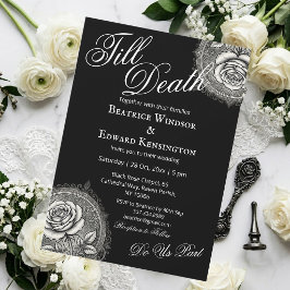 Convite de Casamento Preto Minimalista Monocromáti