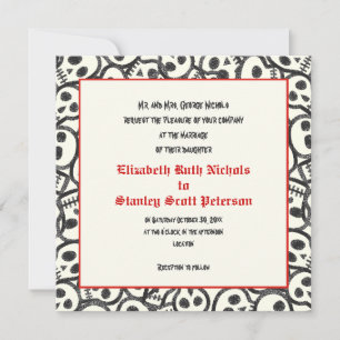 Convite de casamento preto no Dia das Bruxas