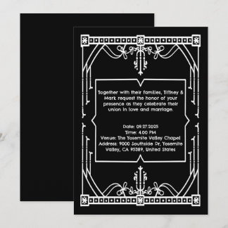 Convite de Casamento Preto Personalizado