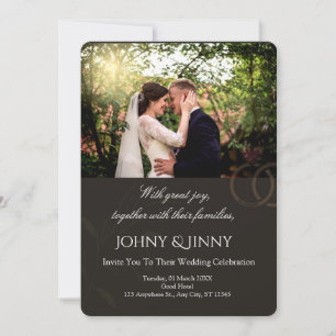 convite de casamento preto personalizável foto mod