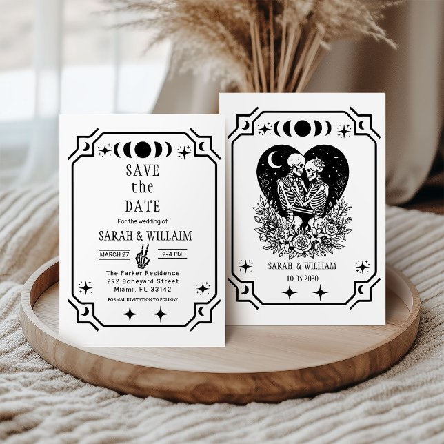 convite de casamento preto tarot goth save the dat (Criador carregado)