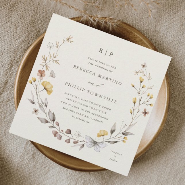 Convite de Casamento Primavera com Coroa de Flores (Criador carregado)