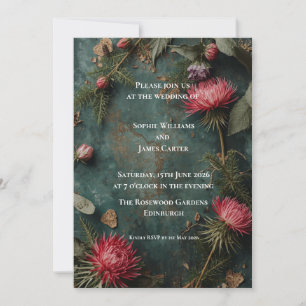 Convite de Casamento Protea Cardo de Floresta de O