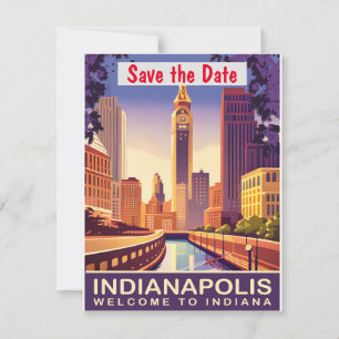 Convite de Casamento Purple Skyline de Indianapoli