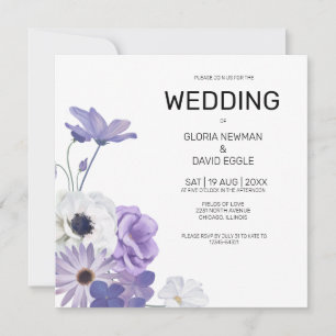 Convite De Casamento Púrpura De Elegante Quadrado