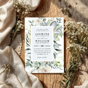 Convite de Casamento QR Code Boho Eucalipto Rústic