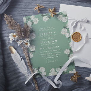 Convite de Casamento QR Code Floral Hortênsia Rúst