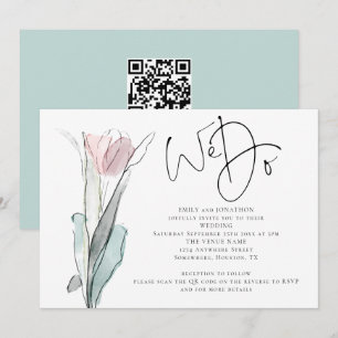 Convite de Casamento QR Code Foto Minimalista Nós