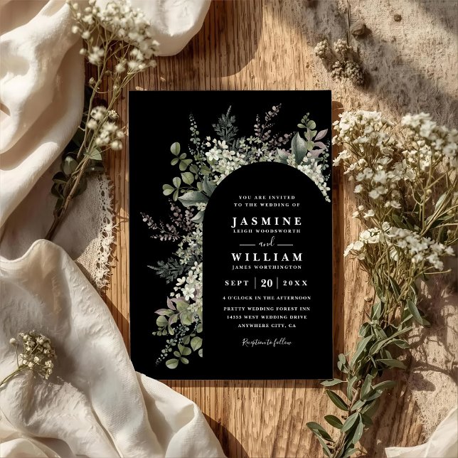 Convite de Casamento QR Code Jardim de Flores Silv (Criador carregado)