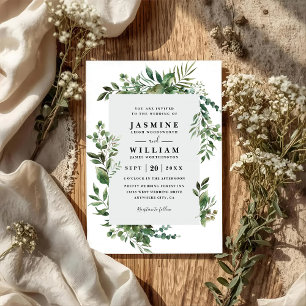 Convite de Casamento QR Code Rústico Elegante Euca